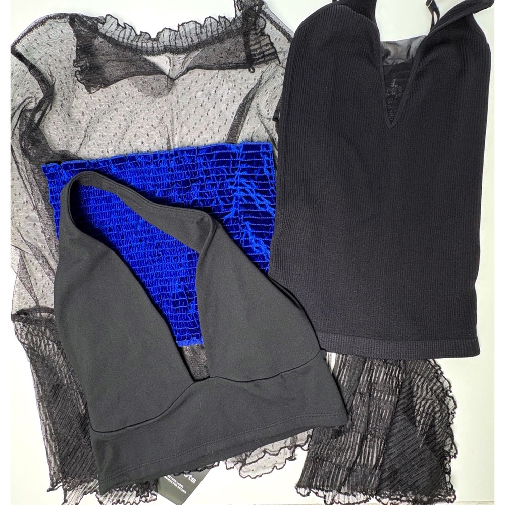 Free people Urban Outfit Bundle of 3 Size S‎ XS/S Black Blue Halter Mesh Velvet